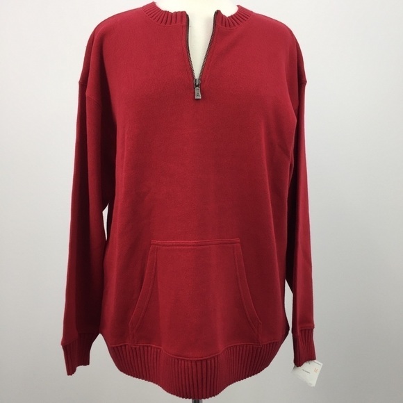 Liz Claiborne Red Crew Neck Cotton Sweater sz M - Picture 1 of 11